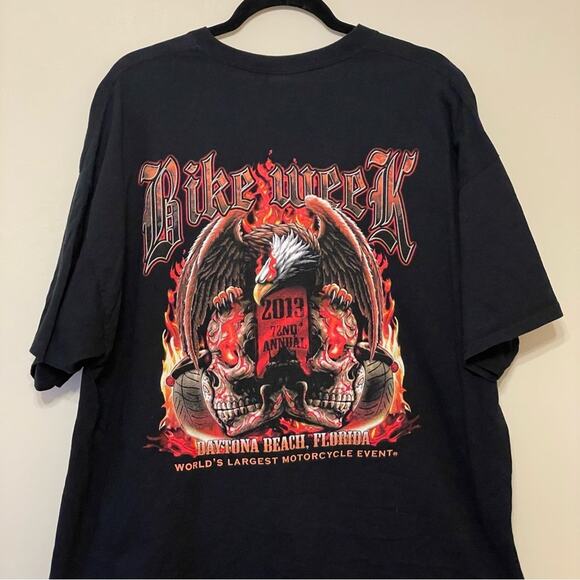Bike Week 2XL short sleeve t-shirt black red biker 2013 Eagle fire punk - Picture 6 of 7